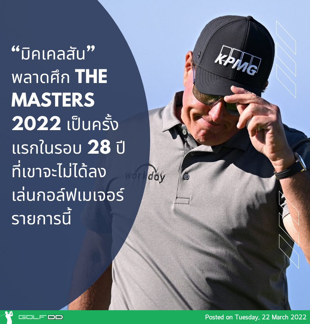 ฟิล มิคเคลสัน ไม่มีรายชื่อในนักกอล์ฟที่จะเข้าร่วมการแข่งขัน The Masters 2022 ซึ่งจะมีขึ้นวันที่ 7-10 เมษายน 