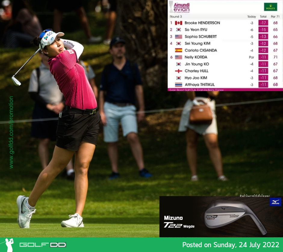 สกอร์ 4 สาวไทย จบรอบสามกอล์ฟเมเจอร์  Amundi Evian Championship ที่ฝรั่งเศส เมื่อวันที่ 23 กรกฎาคม 